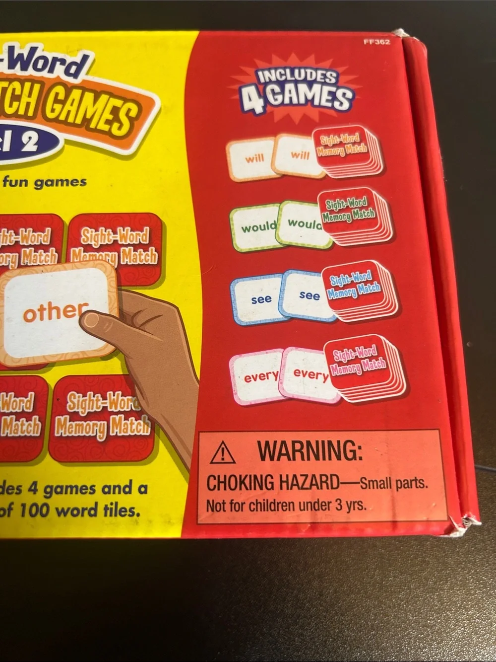 Sight-Word Memory Match Game (Level 2).